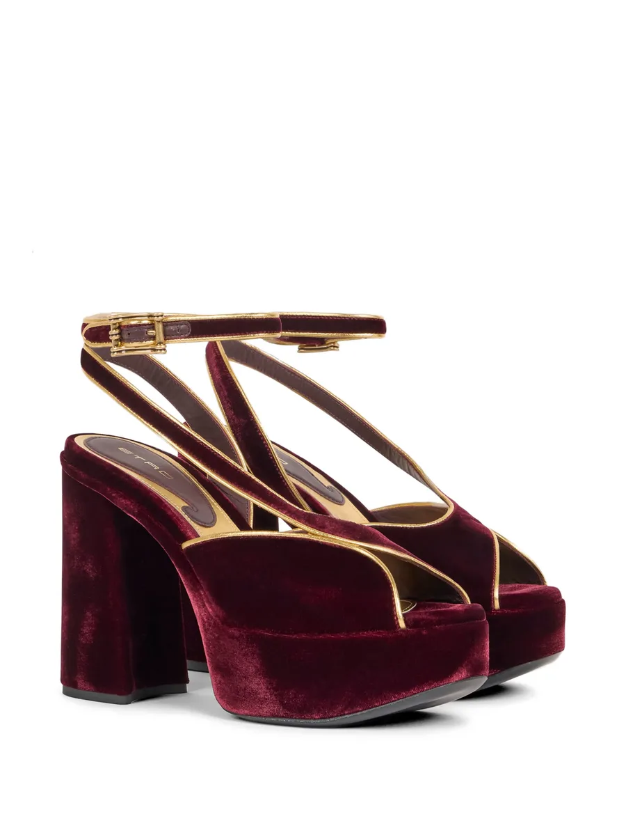velvet metallic-trim platform sandals 4