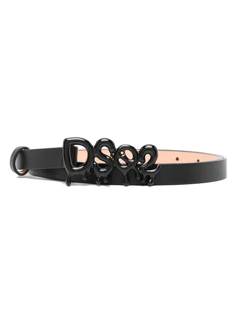 logo-buckle leather belt