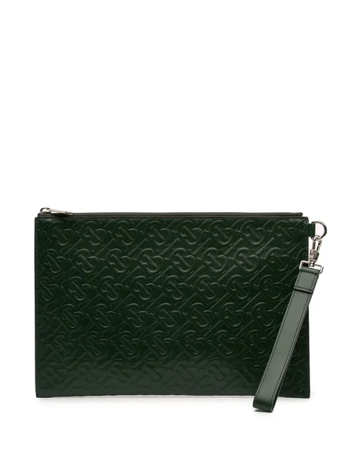 2018-2023 Embossed Leather TB Monogram clutch bag