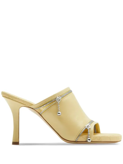 decorative-zip leather heeled sandals