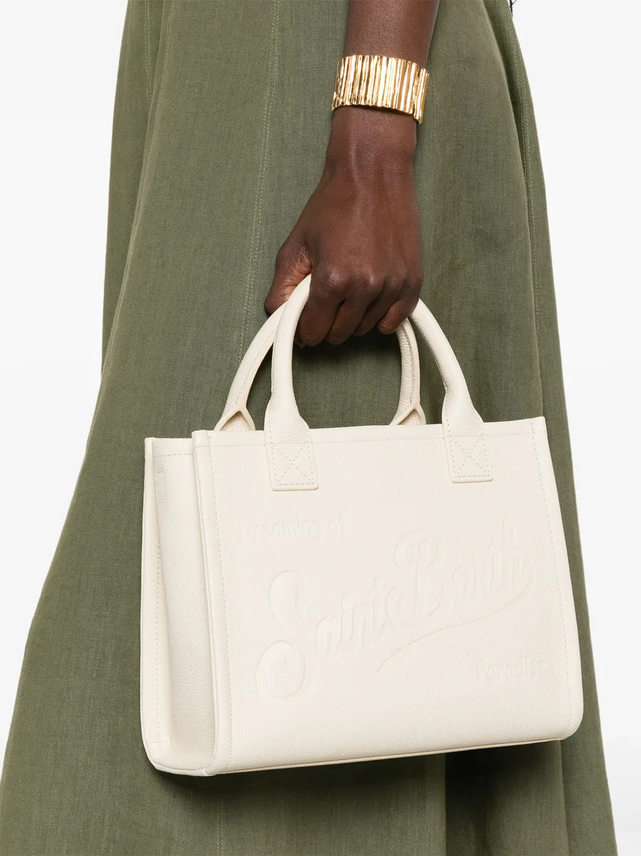 logo-embossed grained leather tote bag 4