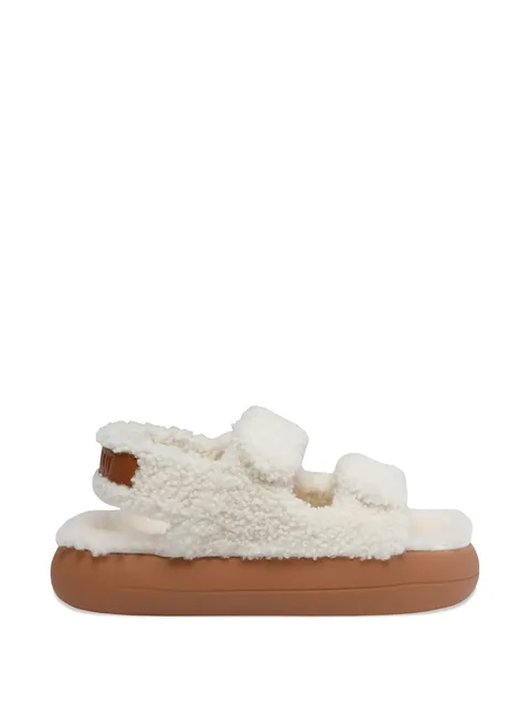 shearling platform sandals