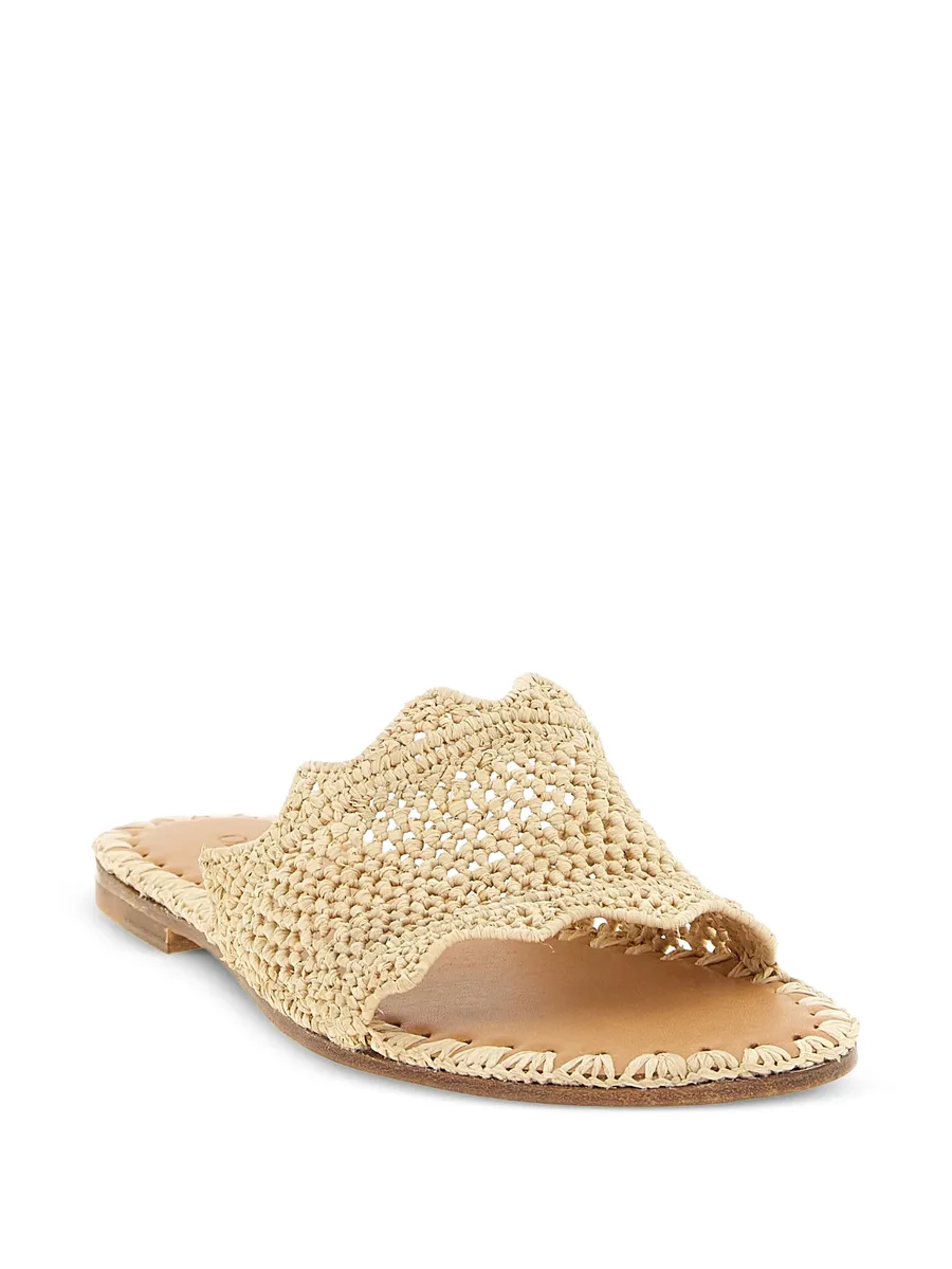 Lucia scalloped raffia ballet flats 4