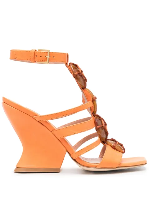 100mm bead-detail leather sandals