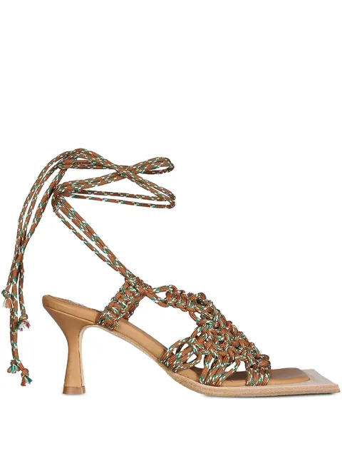 35mm self-tie heeled sandals