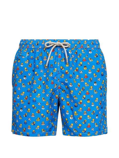 ducky-soccer-print drawstring swim shorts