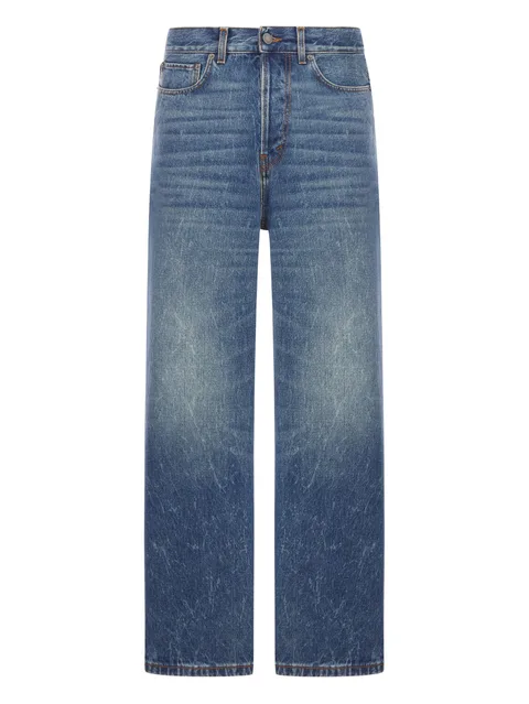 five-pocket whiskered jeans