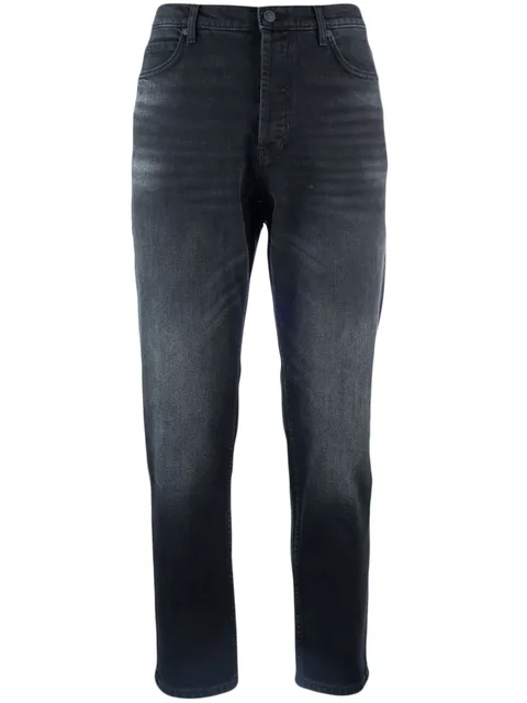 logo-patch tapered jeans