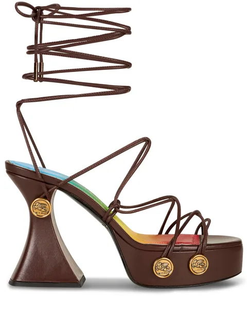 tie-fastening platform sandals