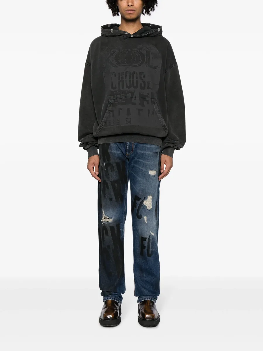 distressed-effect straight-leg jeans 4