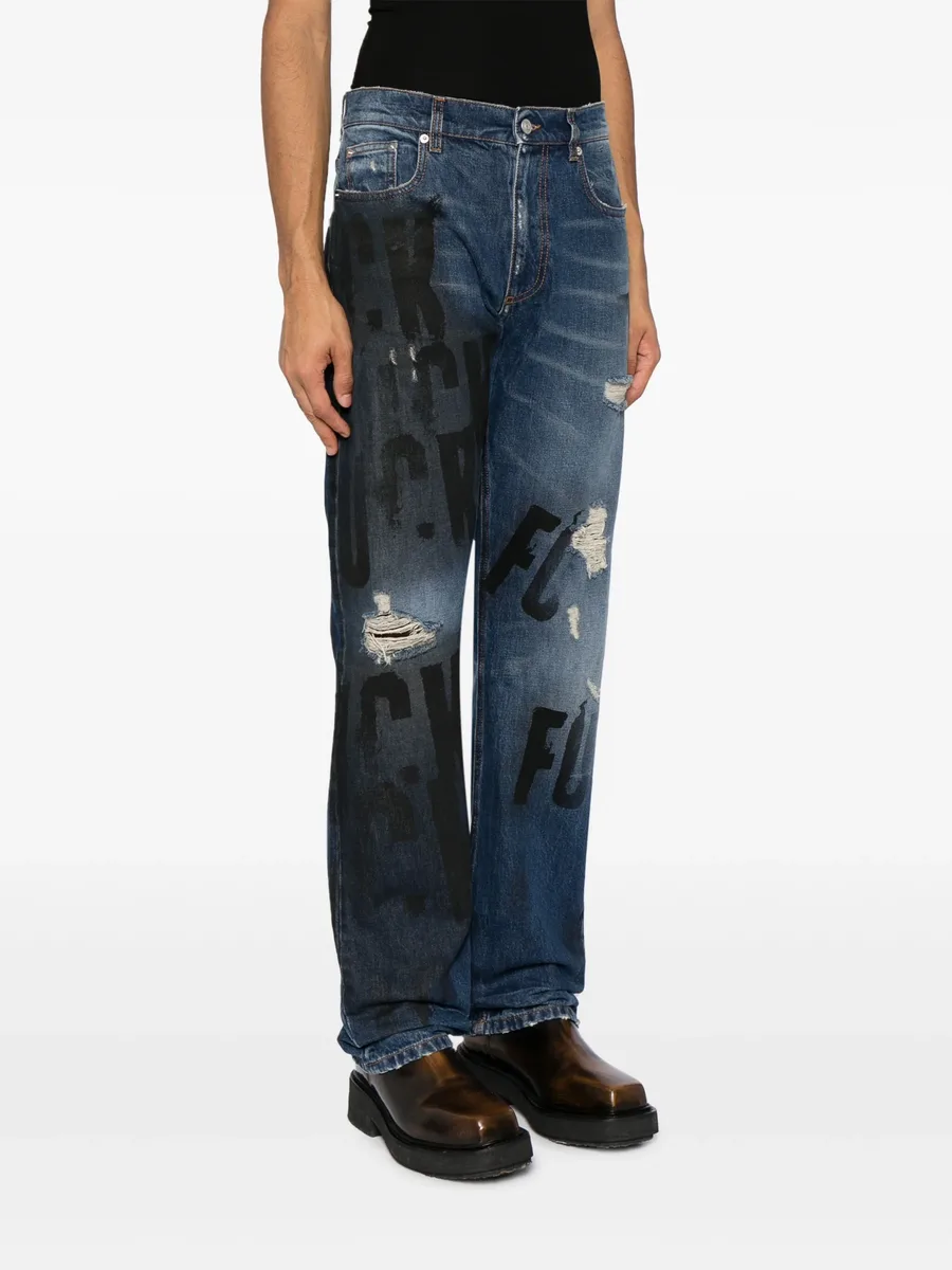 distressed-effect straight-leg jeans 5