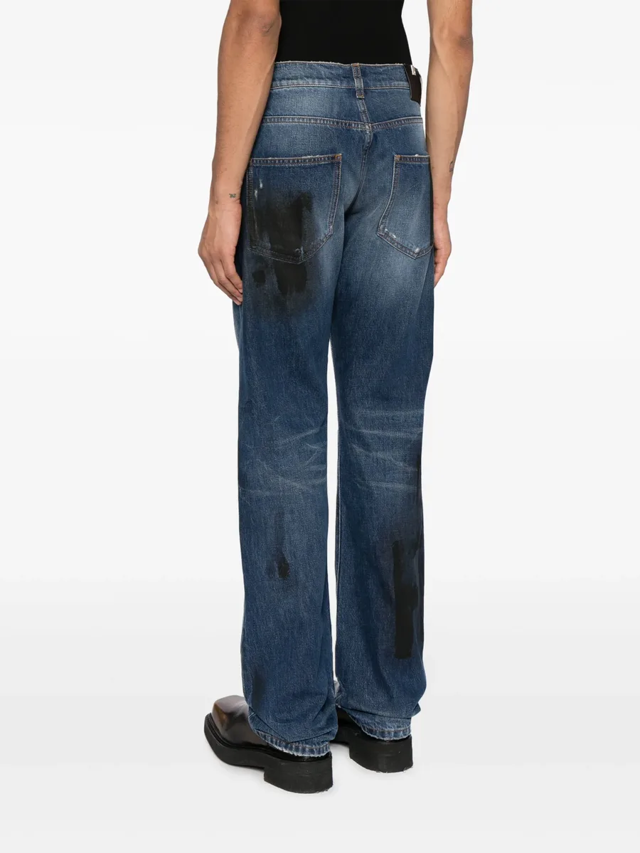 distressed-effect straight-leg jeans 8