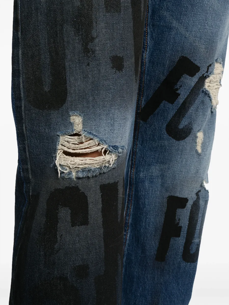 distressed-effect straight-leg jeans 10