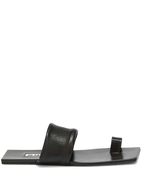 square open-toe leather sandals