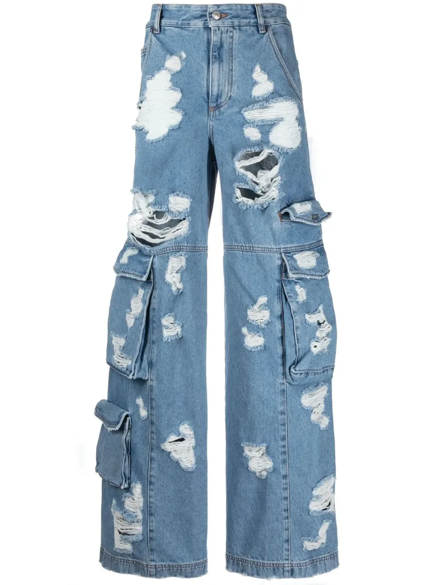 distressed wide-leg jeans 2