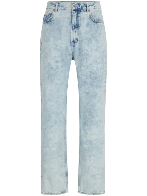 acid-wash straight-leg jeans