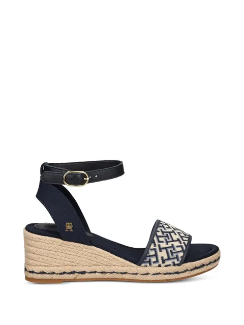 monogram-pattern wedge sandals