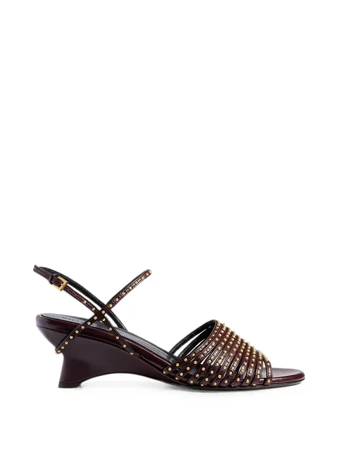 Drew sandals in bordeaux-leather with gold studs