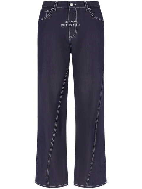 Raw wide-leg jeans
