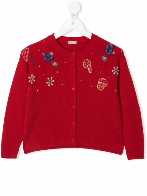 embroidered-mushroom cardigan