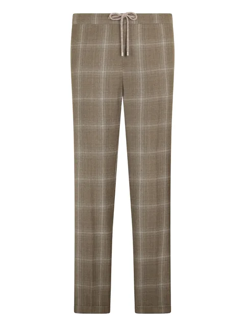 drawstring checked trousers