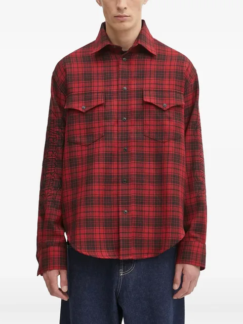 plaid-pattern long-sleeve shirt