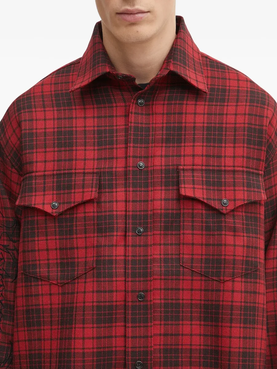 plaid-pattern long-sleeve shirt 10