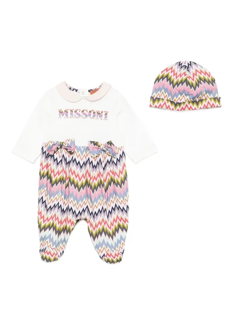 zig-zag print romper (set of two)