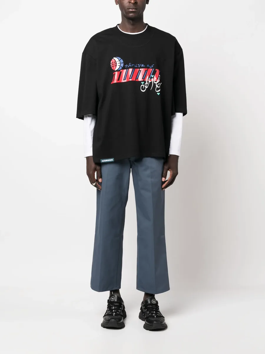logo-patch wide-leg trousers 3