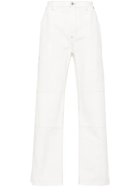 embroidered-logo straight-leg trousers