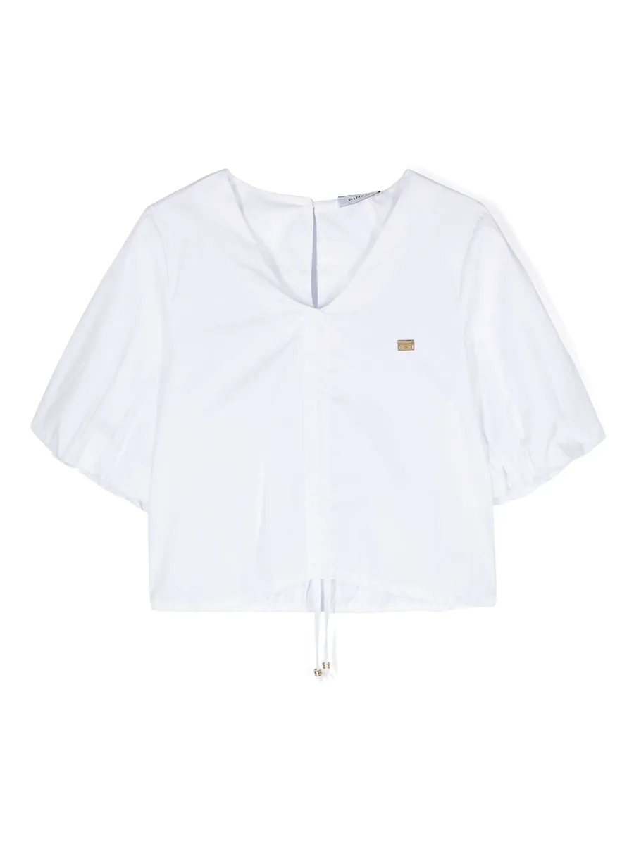 поплиновая блузка с укороченными рукавами 2