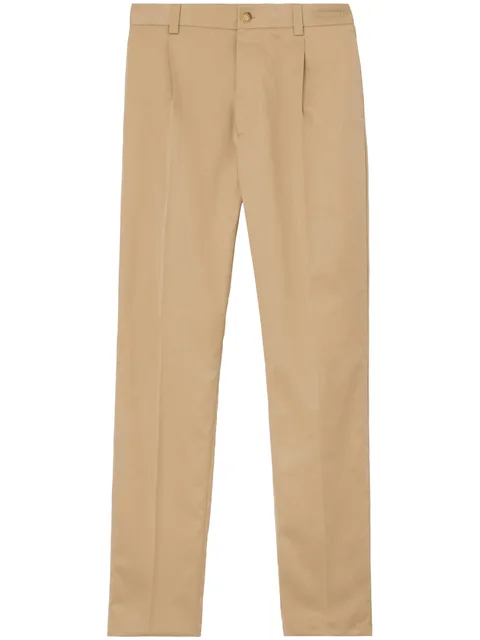 embroidered-logo cotton chino trousers