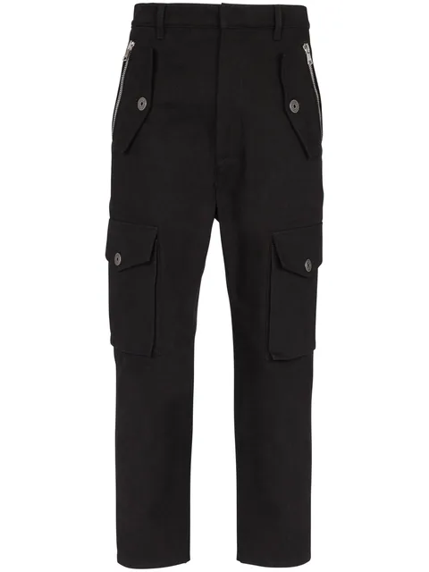 cropped cotton cargo trousers