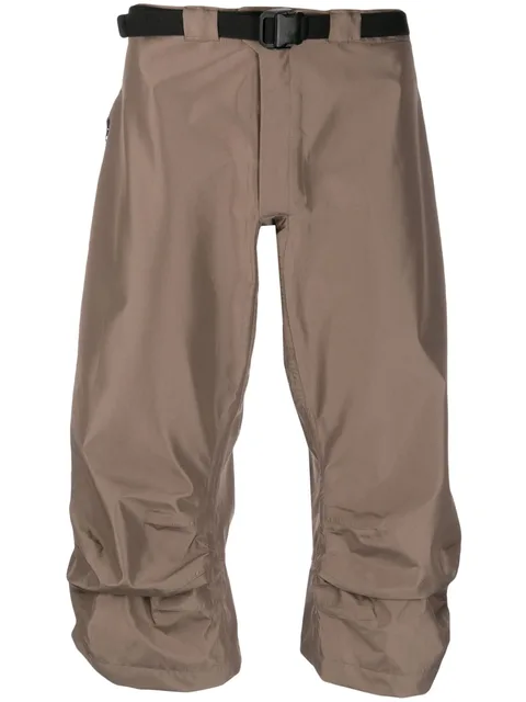 buckle-fastening satin cropped trousers
