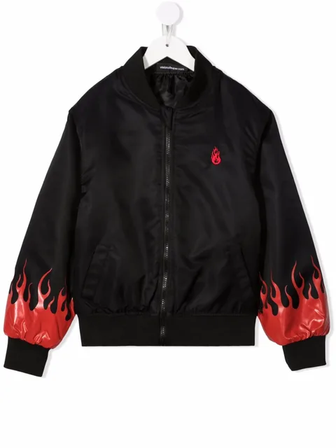 flame-print bomber jacket