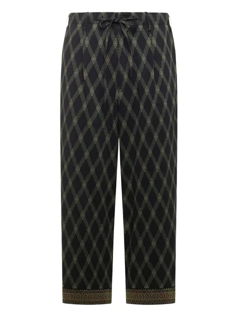 diamond-pattern drawstring-waist trousers