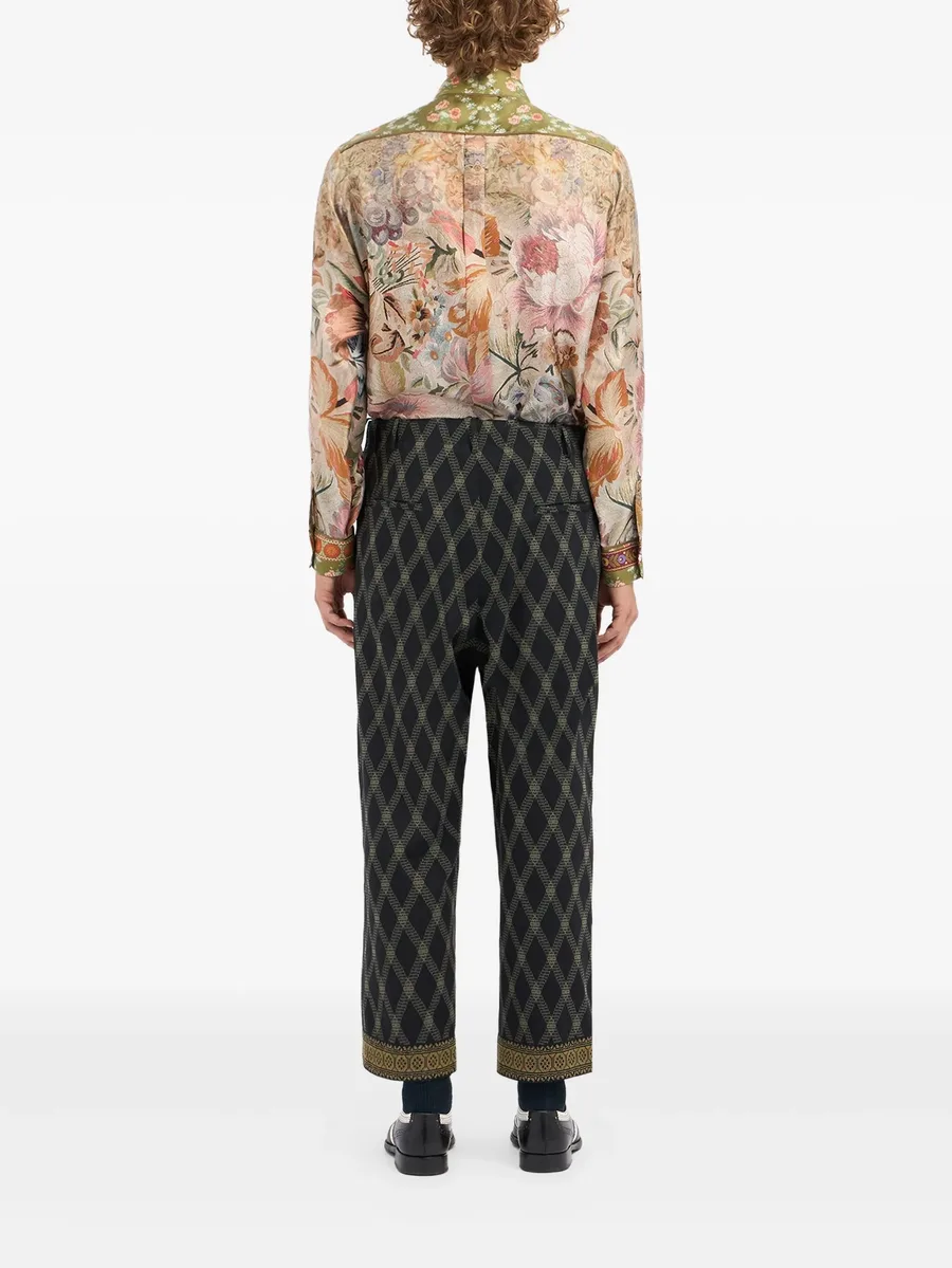 diamond-pattern drawstring-waist trousers 6