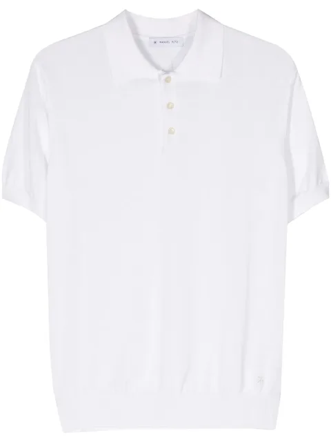 logo-embroidered fine-knit polo shirt