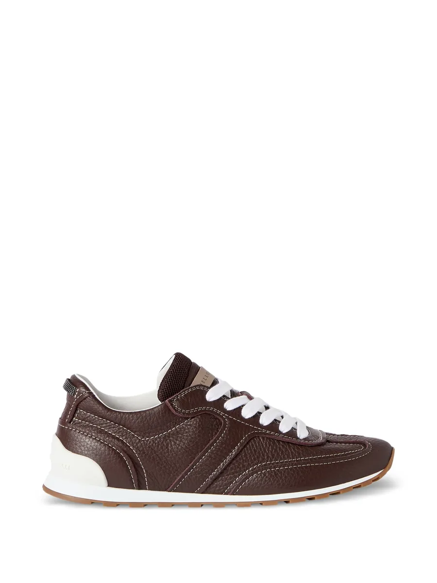 grained soft leather runners with shiny loops 2