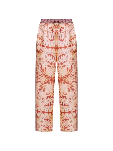 tapestry-print silk trousers