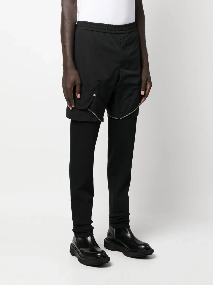 zip-detail layered trousers 6