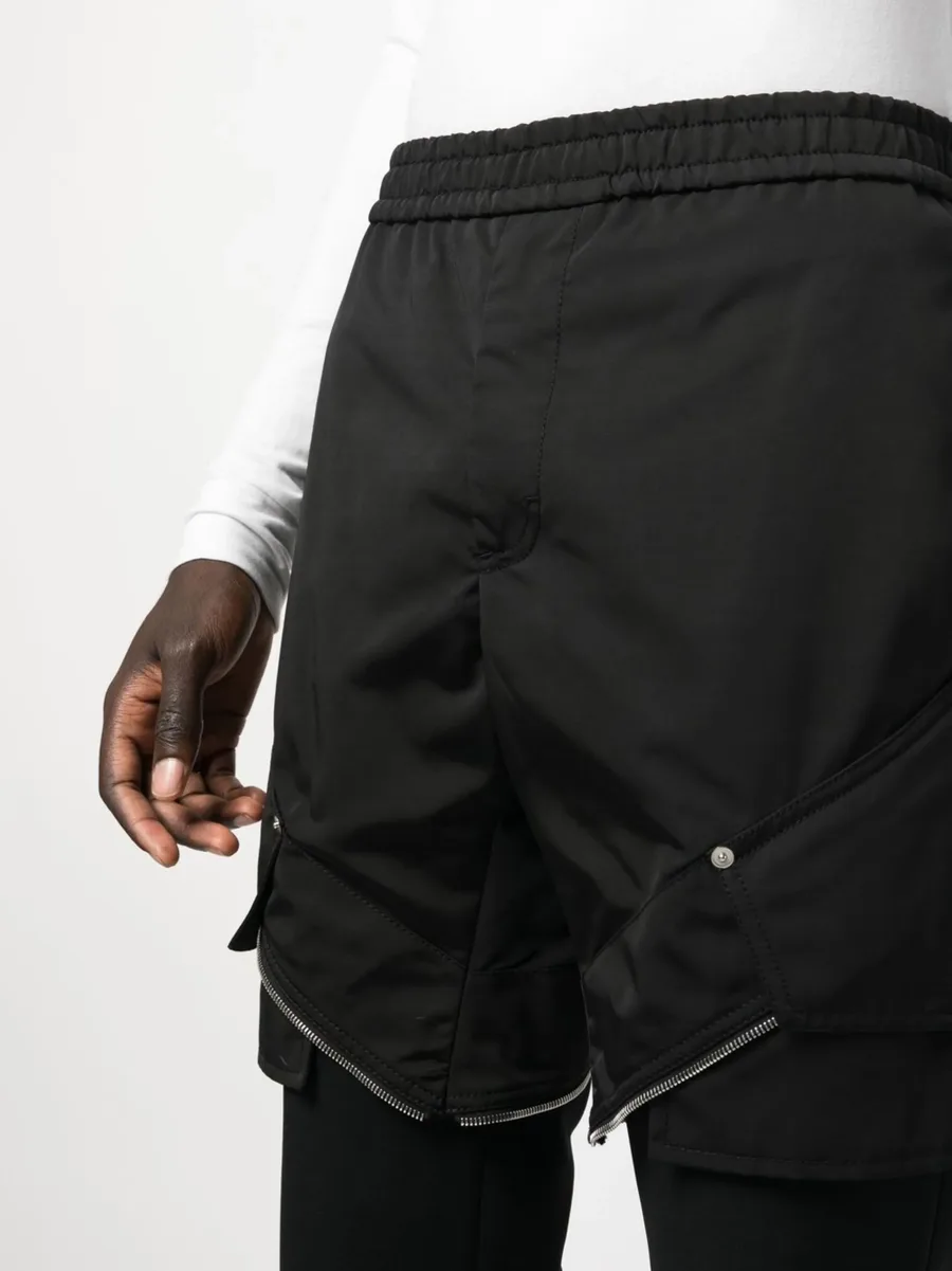 zip-detail layered trousers 10