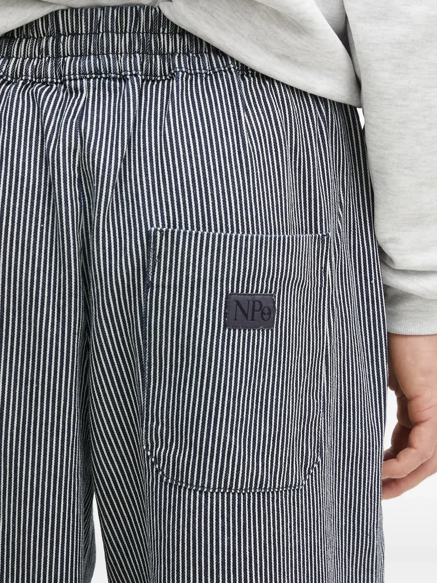 elastic-waistband striped trousers 10