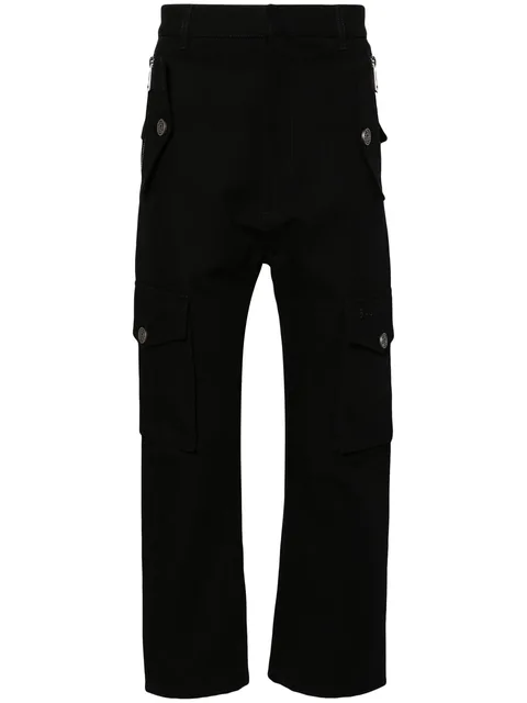 straight-leg canvas cargo trousers