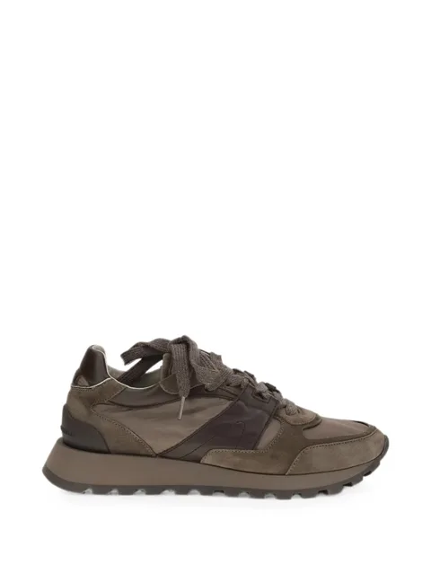 round-toe lace-up suede sneakers