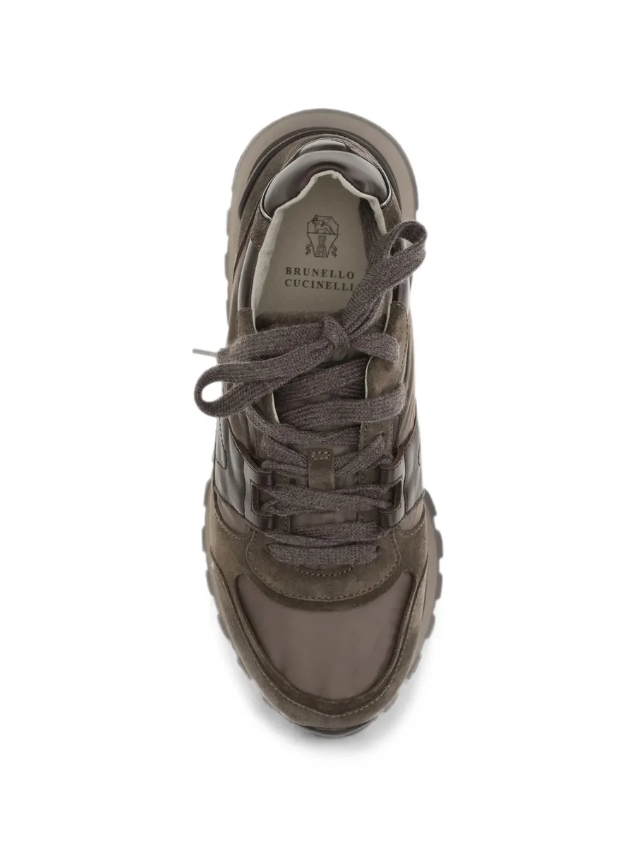 round-toe lace-up suede sneakers 7