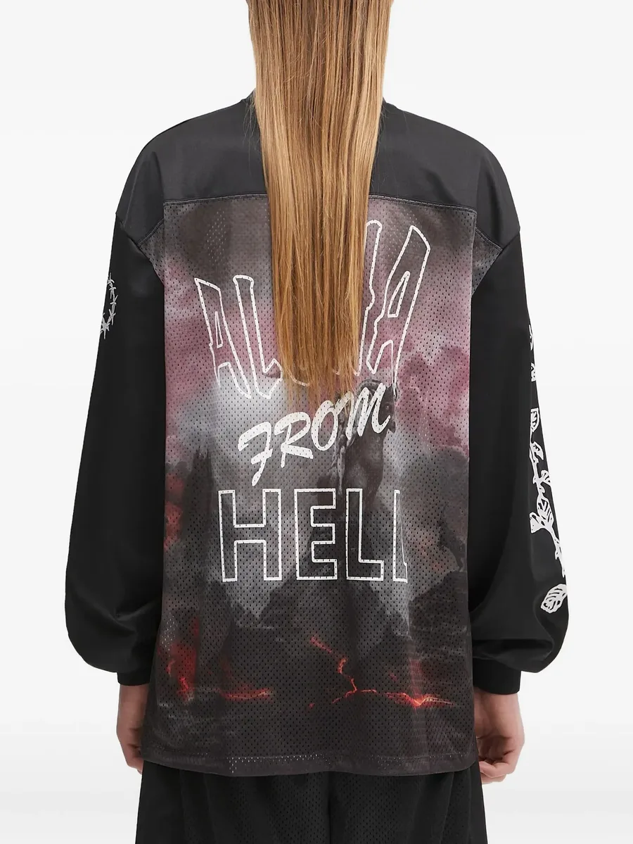 mesh-panel graphic long-sleeve T-shirt 8