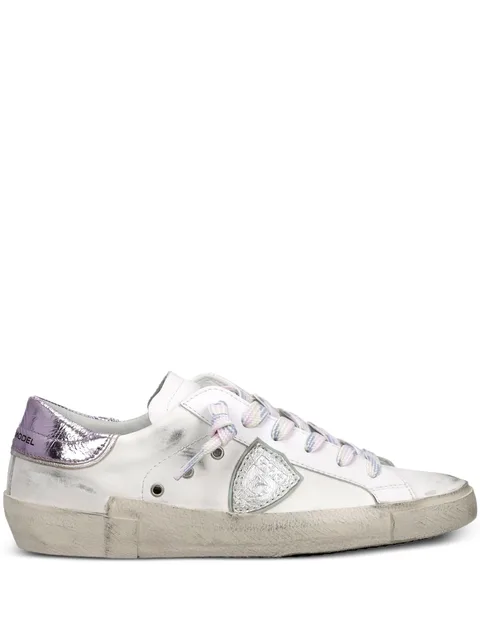 metallic distressed sneakers