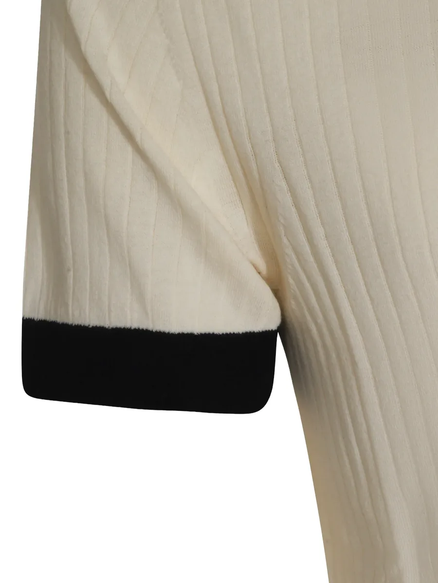 ribbed-knit polo shirt 7