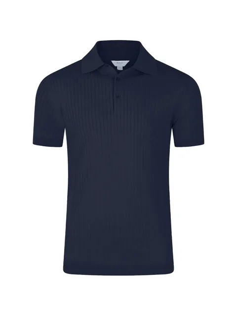 ribbed-knit polo shirt